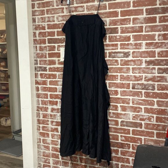 COS Cinched Tie Ruffle Silk Blend Balloon Maxi Dress Black Size 12 - Picture 2 of 8